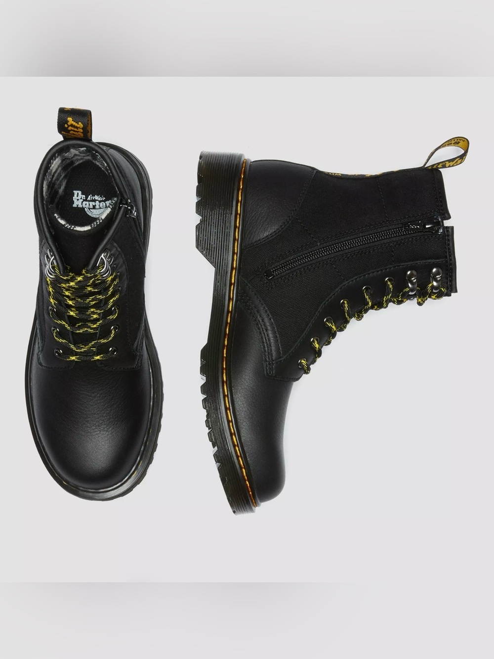 DR. MARTENS YOUTH 1460 PANEL CANVAS AND LEATHER LACE UP BOOTS SZ 8